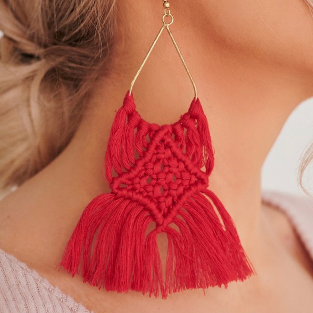 𝑩𝒐𝑯𝒐 𝑪𝒉𝒊𝒄  𝑬arrings Red 𝒄𝒐𝒍𝒐𝒓